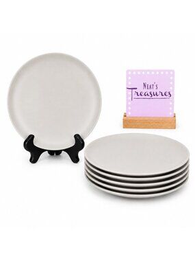 Ikea of Sweden 12011 GRAY Matte Solid Stoneware 8" Round Salad Lunch Plate Set 6